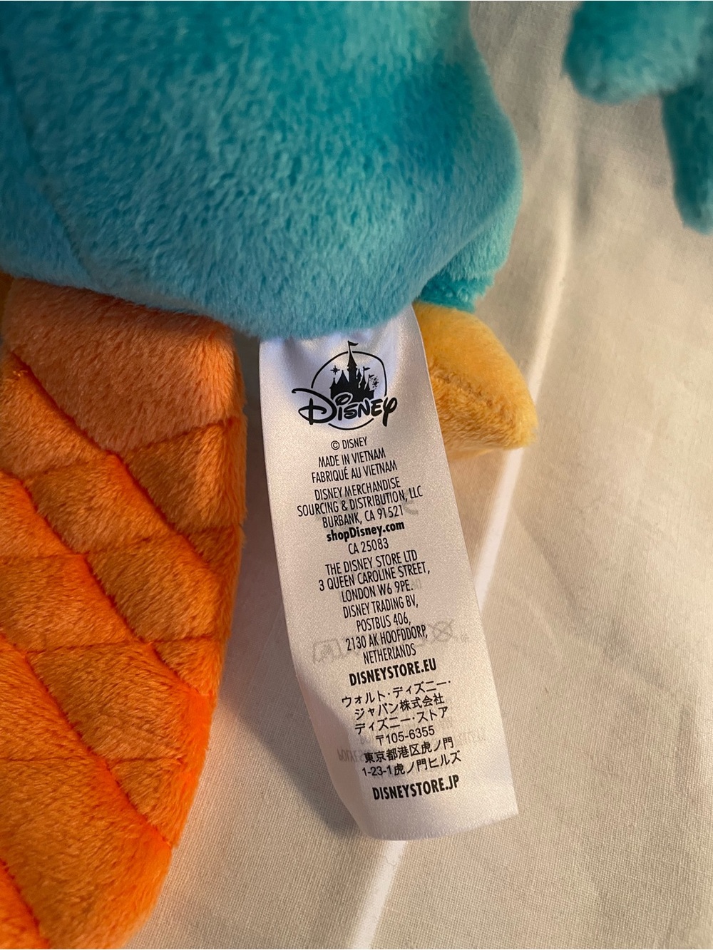NWT Vintage Disney Plush Perry Platypus in Teal with Yellow and Orange Accents - Picture 6 of 12